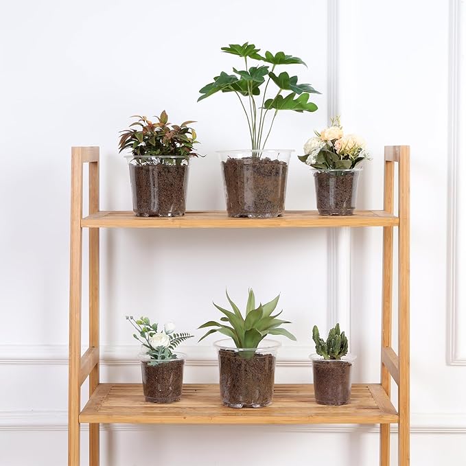 JERIA 30 Pack 5/6/7 Inch Clear Nursery Pots with Drainage Holes, Clear Plant Pot for Planting, Transparent Plastic Plant Pots,Durable Seed Starting Pot for Succulents