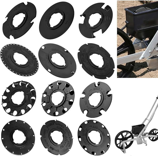 12 Set Standard 60010 60009 Optional Seed Plate set for Earth Way 1001-B Garden Seeder, Contains Light Carrot Lima Bean Popcorn Cucumber Popcorn Seed Plate, Broccoli & Blank Customizable Seed Plate