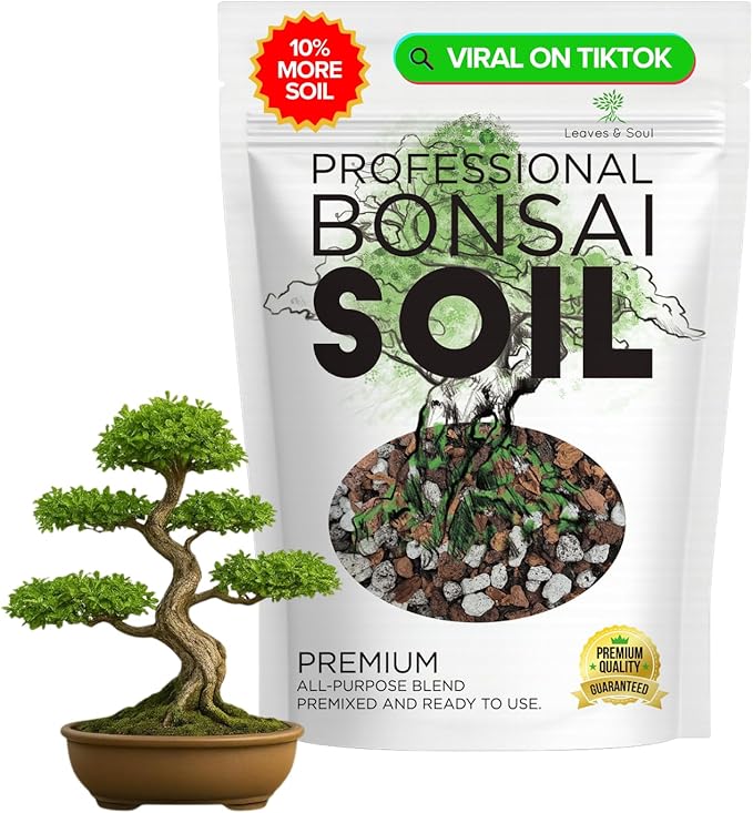Large Bonsai Soil Premium All Purpose Blend | Pre-Mixed Ready to Use for Plant Support and Fast Drainage | Lava, Limestone Pearock, Calcined Clay and Pinebark | Extra Large 8.2 Quarts | Made in USA