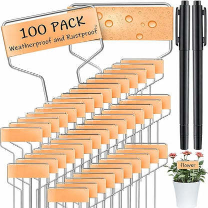 Moxweyeni 60 Pcs Metal Garden Tags Plant Labels for Garden Waterproof Plant Markers with 2 Permanent Pen Planting Nursery Tags Reusable Labels Stake for Plants (Copper,6 Inch)