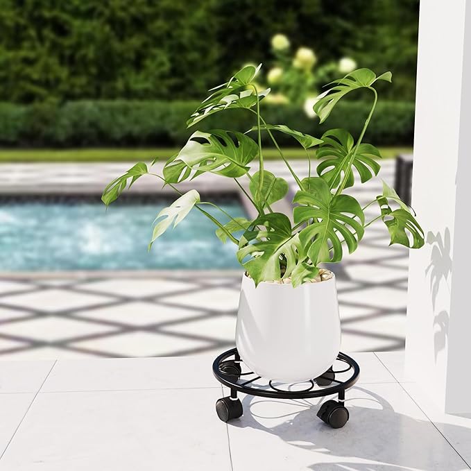 2 Pack Rolling Plant Stands with Wheels - 10.24" Plant Caddy, 360 °Rotatable and Lockable Plant Rollers, 80LB Weight Capacity, Plant Tray with Casters for Indoor Outdoor Wine Cellar.