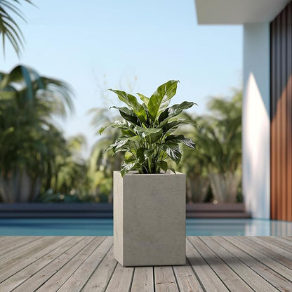 Kante 18.5" H Tall Rectangular Concrete Planters, Outdoor Indoor Lightweight Plant Pots with Drainage Hole and Rubber Plug, Modern Style for Home Garden Patio, Weathered Concrete