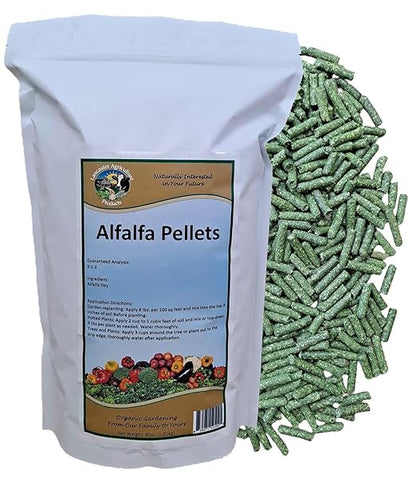 Alfalfa Meal Pellets 4 Pounds Fertilizer for Flowers, Vegetables & Trees - Ideal Rabbit Food, Hamster Food, Timothy Hay Alternative - Lancaster Agriculture Products