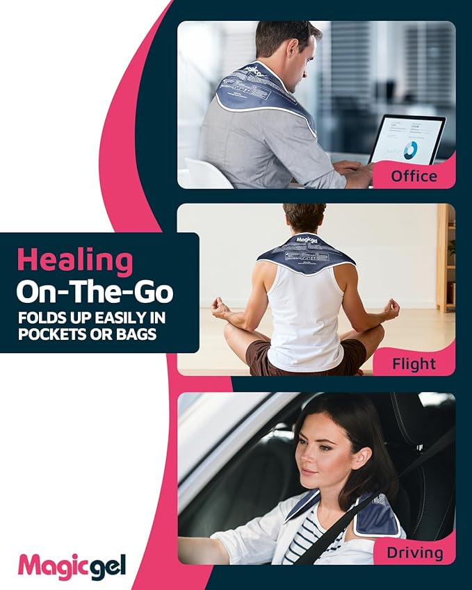 Magic Gel Neck Ice Pack - Shoulder Ice Pack - Cooling Neck Wrap - Cooler Ring - Flexible and Reusable Cold Pad - Lightweight & Comfortable - One Size Fits Most (Gray)
