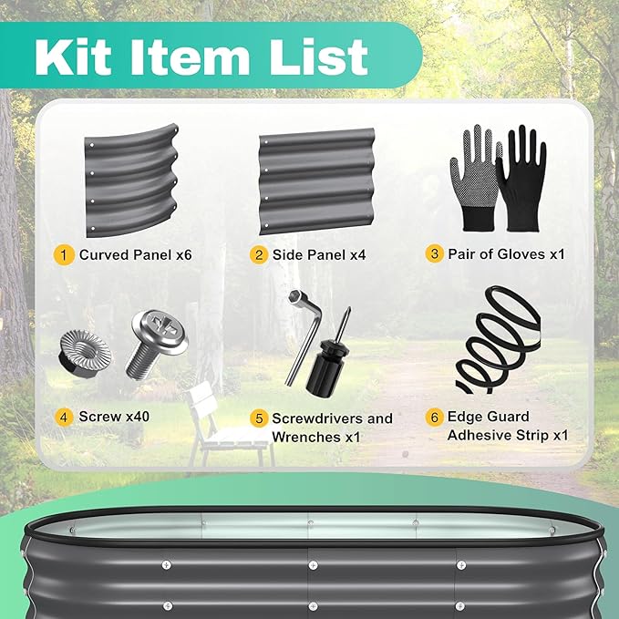 4x2x1 FT Raised Garden Bed Kit, Metal Planter Box Outdoor, Planters for Outdoor Plants, Flower, Vegetables, Herbs (Dark Gray,2PCS)