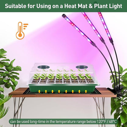 YAUNGEL Seed Starter Tray, XL 160 Cells Thicken Seed Starter Kit with Humidity Dome Durable Growing Trays for Greenhouse Germination Trays Green, 4 Pack