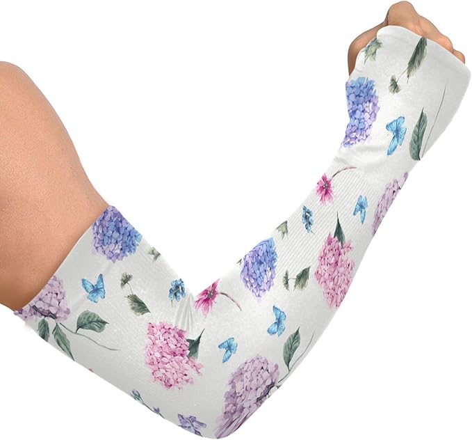 Wamika Gardening Sleeves Spring Globe Daisy Flowers Farm Sun Protective Arm Sleeves with Tumb Hole
