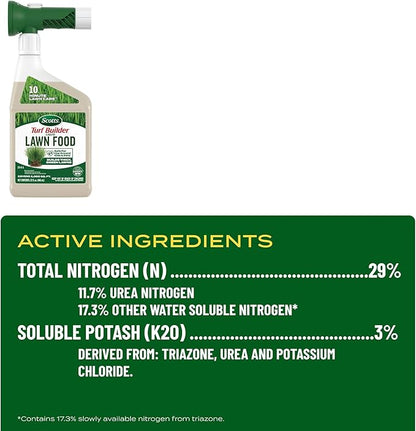 Scotts Turf Builder Liquid Lawn Food, Lawn Fertilizer for Any Grass Type, 29-0-3, 32 fl. oz.