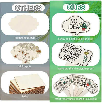 15pcs Funny Plant Stakes Garden Plants Markers Wooden Plants Labels Tab Funny Signs with Stake for Outdoor Indoor Patio Supplies Novelty Gifts Garden Potted