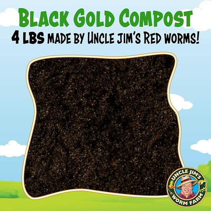 Uncle Jim's Worm Farm Black Gold Worm Castings Compost Fertilizer for Garden Soil | Red Wriggler Earthworm Casting Organic Fertilizer for Plants | Nutrient Rich Fertilizer Solutions | 4 lbs