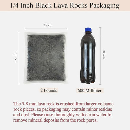2 lbs Small Black Lava Rocks for Plants,1/4 Inch Crush Volcanic Rock Pumice Soil Additive for Succulent Aquarium Cactus Bonsai Fire Pits and Garden Landscaping