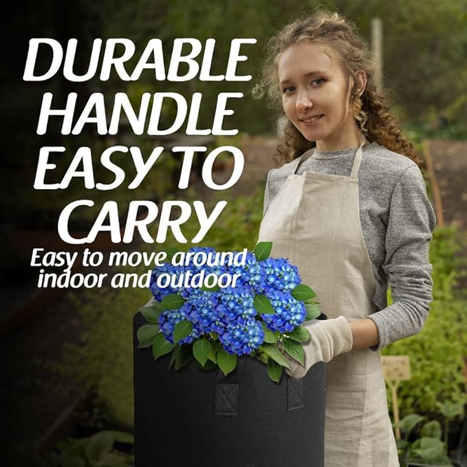12 Pack 15 Gallon Grow Bags,Premium Fabric Pots 15 Gallon for Healthy Plant Growth - Durable and Reusable Garden Bags to Grow Vegetables,Fruits,and Flowers