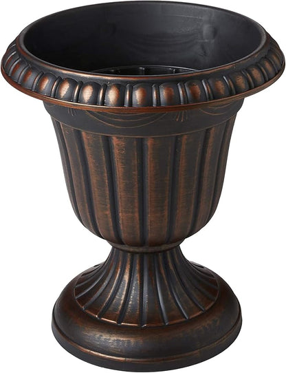Arcadia Garden Products PL00CP Classic Traditional Plastic Urn Planter, 16" x 18", Brushed Copper