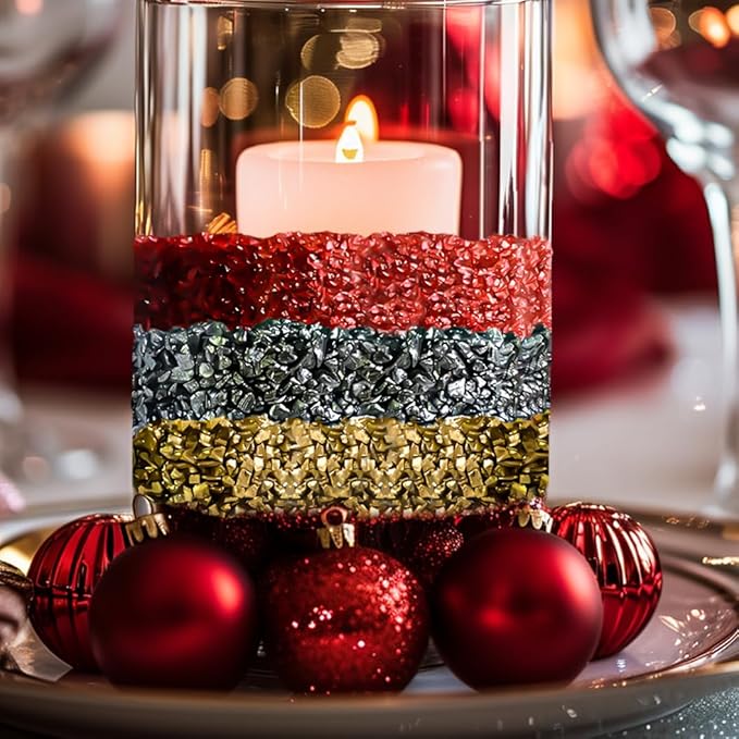 HappyFiller 1.3 LB Crushed Glass Sand Broken Pieces Grey Mix with Glitter for Resin Arts Crafts, Succulent Planter Soil Cover,Vase Fillers,Candle Holder Decor,Terrarium Small Pebbles Stones