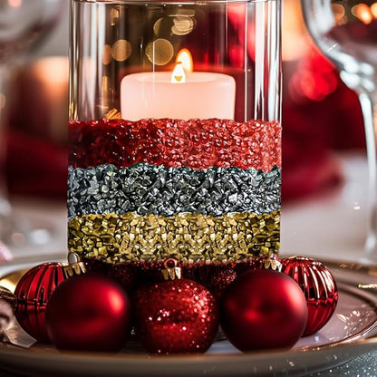 HappyFiller 1.3 LB Crushed Glass Sand Broken Pieces Grey Mix with Glitter for Resin Arts Crafts, Succulent Planter Soil Cover,Vase Fillers,Candle Holder Decor,Terrarium Small Pebbles Stones