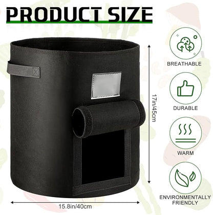 10 Pcs 15 Gallon Potato Grow Bags with Flap Grow Containers Bucket Nonwoven Fabric Garden Bags Potato Planter Pots with Handles Potato Growing Containers for Planting Potatoes Tomato Vegetables, Black