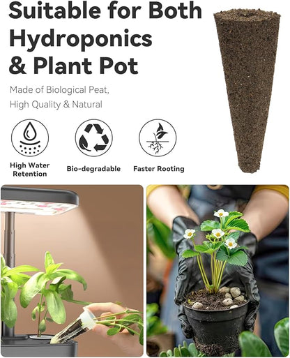 LYKOCLEAN Hydroponic Seed Pod Kit Compatible with AeroGarden, Ahopegarden, iDoo, MUFGA, 8 Pods Complete Growing Anything Garden Supply with Strawberry Seeds, Grow Sponges, Baskets, Domes, Labels