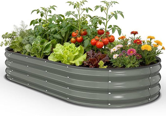 Raised Garden Bed, 6x3x1 FT Oval Raised Garden Beds Outdoor, 18” Raised Beds for Gardening Vegetables Flower Herb