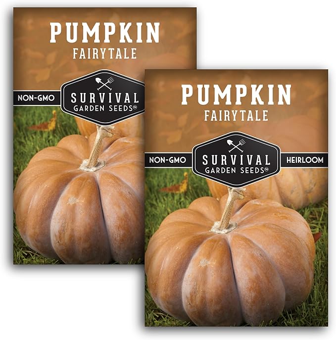 Fairytale Pumpkin Seeds for Planting | Musquée de Provence Heirloom Cucurbita Moschata - Sweet Flavor Pumpkins for Storage, Pies, Soups, Fall Décor - Survival Garden Seeds (2 Packs)