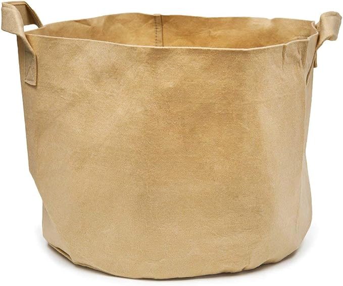 247Garden 5-Pack 15-Gallon Aeration Fabric Pot/Plant Grow Bag w/Handles (260 GSM, Tan w/Black Base, 14.5H x 17D)