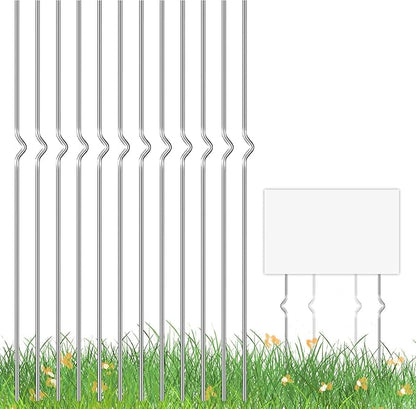 Yard Sign Stakes - 12 Pack Heavy Duty Metal Stake for Christmas Garden Lawn Signs 13" Alternative to H Frame Stake for Sale Signs Outdoor Blank Lawn Posts Estate Garage Sale Yard Sign Holder