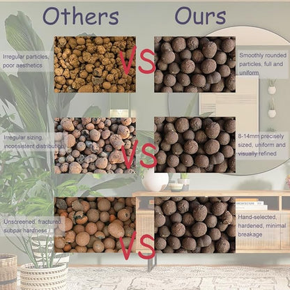 Natural Organic Clay Pebbles, 5LBS 8mm-18mm Expanded Leca Balls Plant Garden Soil, Grow Media for Hydroponics, Decoration, Aquaponics, Gardening Essentials