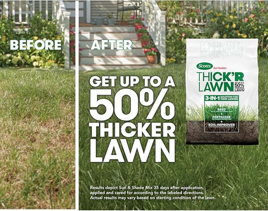 Scotts Turf Builder Thick'R Lawn Tall Fescue Mix, Combination Seed, Fertilizer and Soil Improver, Thickens Thin Grass, 12 lbs. (2-Pack)