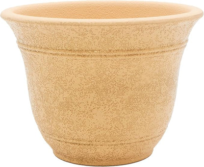 The HC Companies Sierra Round Self-Watering Pot - Lightweight Plastic Planter for Herbs & More - Durable Plant Pots for Indoor Plants & Outdoor Plants (7.5” Arizona Sand, Pack of 1)