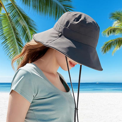 Peicees Wide Brim Sun Hats for Women Reversible Bucket Hat UV Sun Protection Hat UPF 50+ for Beach Travel Hiking Gardening
