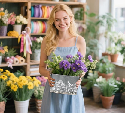 3 Pack Oval Galvanized Planter Tubs, Garden Metal Rustic Flower Pots for Outdoors, Rustproof Tin Bucket Vintage Plant Pot, Large Shallow Flower Bucket with Handles