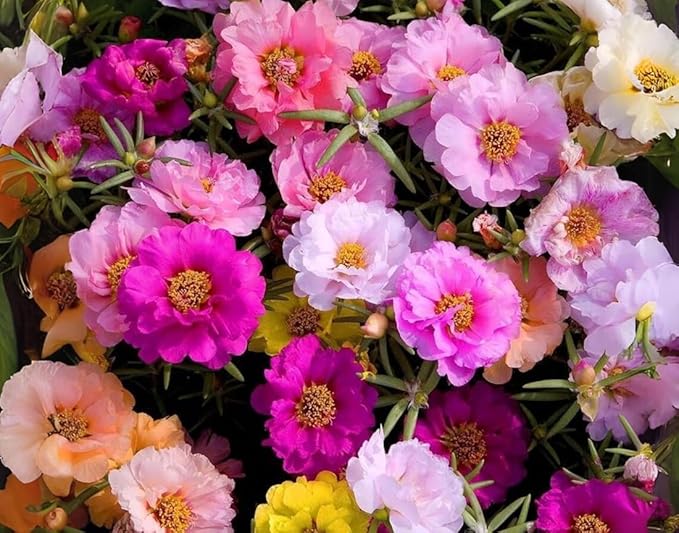 200+ Happy Hour Moss Rose Seeds Double Mix Color Flowers Garden Planting