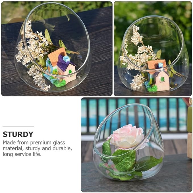 Cabilock 2pcs Transparent Glass Micro Landscape Bottles Multi-Functional Household Storage Holders for Succulents Plants and Home Organization