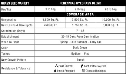 GreenView Pure Grass Seed Perennial Ryegrass Blend, 7 lb. Bag – Covers up to 3,500 sq. ft.