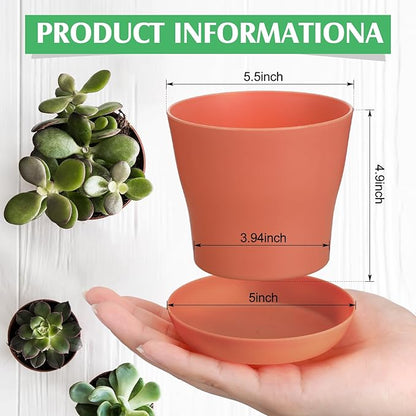 33 Pack 5.5 Inch Plastic Flower Plant Pots Thickened Seedlings Nursery Pots with Tray Assorted Small Flower Pots Colorful Plastic Planters with Saucers Gardening Plant Containers