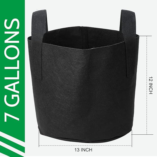 JERIA 24-Pack 7 Gallon Nonwoven Grow Bags, Plant Grow Bags，Heavy Duty Aeration Fabric Pots with Durable Handles, Come with 24 Pcs Plant Labels