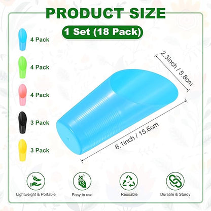 18-Pack Bonsai Soil Scoops, Plastic Garden Soil Scoops Bucket Shovel Potting Scoopers for Transplanting/Flower Planting/Plant Succulent, Colorful Small Gardening Tools [Multicolor]