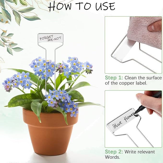 Moxweyeni 60 Pcs Metal Garden Tags Plant Labels for Garden Waterproof Plant Markers with 2 Permanent Pen Planting Nursery Tags Reusable Labels Stake for Plants (Aluminum,10 Inch)