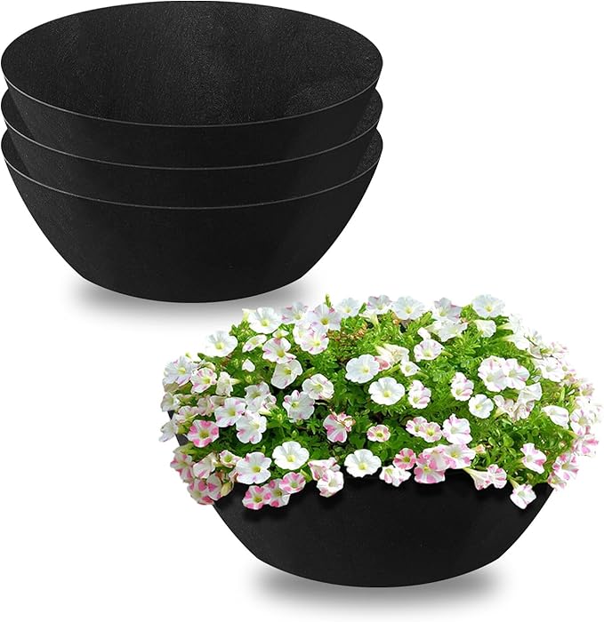 Non-Woven Fabric Plant Liner Replacement Coco Liner Window Basket Trough Shaped Wall and Deck Mount Planters Liner Round Hanging Basket Liner (4, 16)