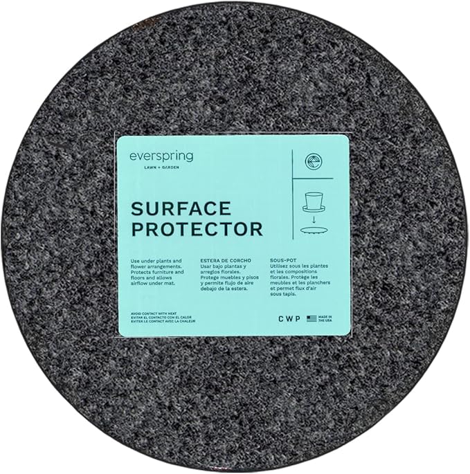 Curtis Wagner Plastics Corp. MA-600 Fabric Plant Mat (6" Diameter, Charcoal Gray, 5-Pack) - Round Fabric Plant Coasters - Use as Planter, Coaster or Pads for Your Arts & Crafts