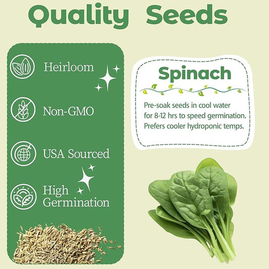 8-Pod Spinach Seed Pod Kit for Aerogarden, Includes Spinach Seeds - Universal Hydroponic Pods Indoor Gardening Supplies (8-Pod)