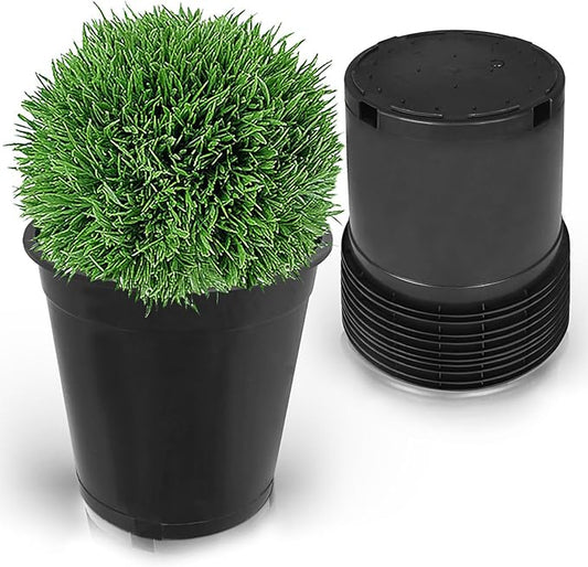 10-Pack 5 Gallon Round Planter Nursery Pots, Flower Plant Container Injection Molded Plastic Gardening Pots for Indoor Outdoor Vegetables, Succulents, Black