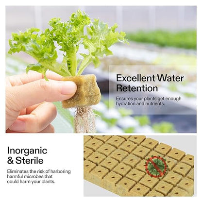 VIVOSUN 1" Rockwool Cubes, 200 Plugs Stonewool Starter Grow Cubes for Cuttings, Cloning, Plant Propagation, Seed Starting, Hydroponic Grow Media for Vigorous Plant Growth