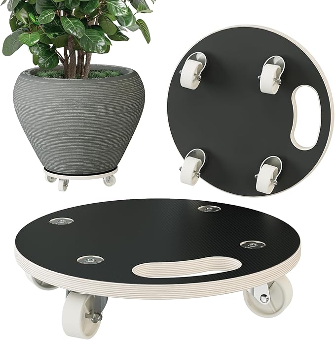Bamworld Plant Caddy with Wheels 15 Inch Heavy Duty Rolling Plant Stand for Large Potted Plants 550 lbs Capacity Plant Dolly with Wheels Plant Rollers Base for Indoor Outdoor Large Planter Flower Pot
