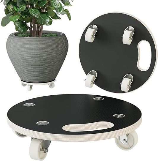 Bamworld Plant Caddy with Wheels 15 Inch Heavy Duty Rolling Plant Stand for Large Potted Plants 550 lbs Capacity Plant Dolly with Wheels Plant Rollers Base for Indoor Outdoor Large Planter Flower Pot