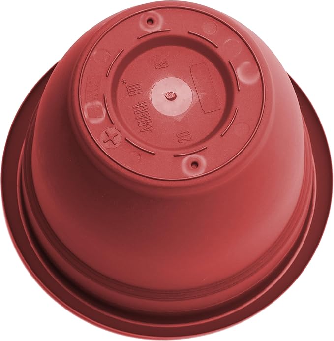 Bloem Ariana 10" Burnt Red Round Self-Watering Resin Planter Pot - Rolled Rim Indoor and Outdoor Gardening Planter