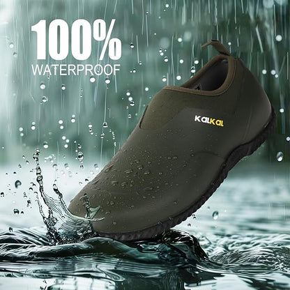 Kalkal Men's Rain Boots, Waterproof Garden Shoes, Neoprene Rubber Footwear for Camping, Lawn Care, Gardening and Yard Work(Size 6-14)