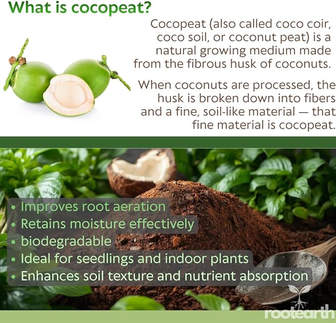 1kg Coco Peat Brick – Coconut Coir Growing Medium for Gardening, Seedlings, Indoor Plants & Potting Soil Mix