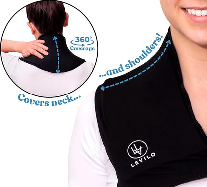 LEVILO Ice Pack for Neck for Hot & Cold Therapy, Reusable Neck Ice Pack Wrap for Inflammation, Cold Compress, Injuries, Swelling, Cervical Surgery Recovery, Sprains, Work Stress
