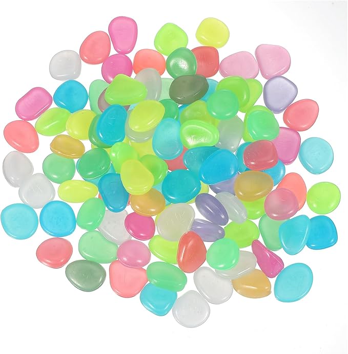 PATIKIL Glowing Stones, 300 Pcs Glow in The Dark Rocks for Indoor Outdoor Fish Tank Decorations Garden Yard Landscaping Gifts for Friends, Multicolor