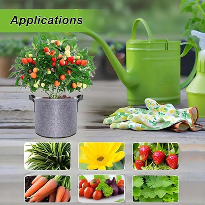 3 Gallon Grey Grow Bags 5pcs Pack Fabric Plant Pots, Garden Planters non-wovenTomato Potato Grow Bag, Raised Bed Alternative, Flower Nursery Pot Gardening Supplies with Reinforced Nylon Handles
